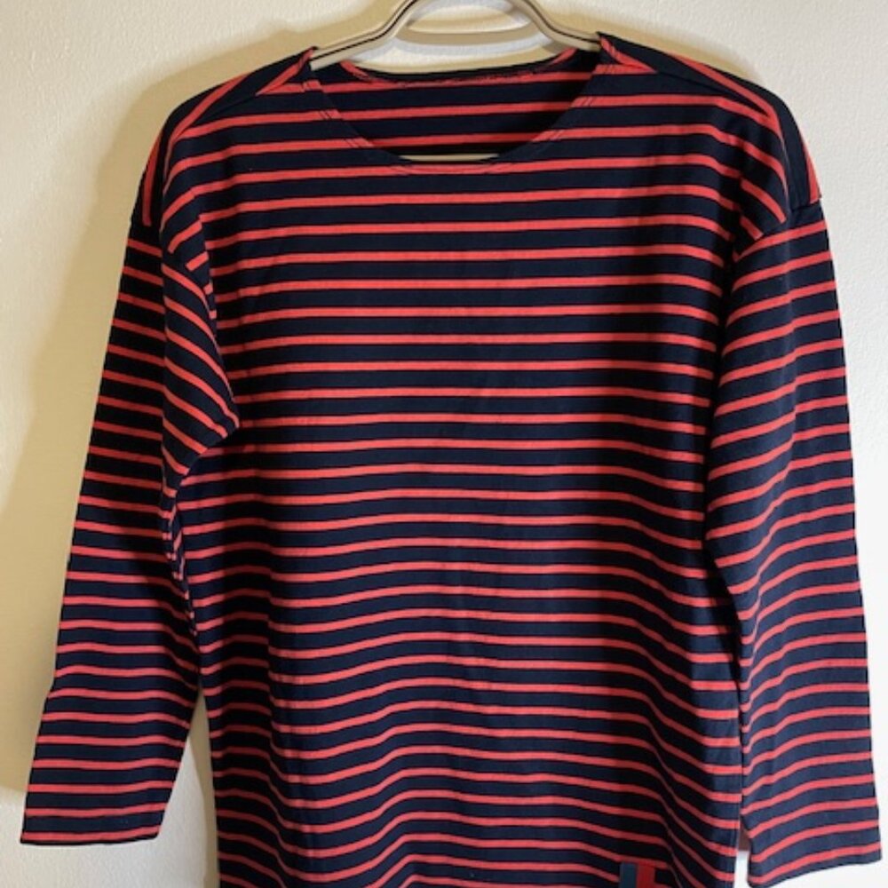 KULE Red &  Navy Blue striped Boyfriend Top - Medium